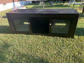Black TV Stand with Glass Doors