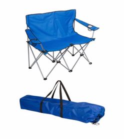 NEW Blue Folding Double Camp Chair with Carry Bag