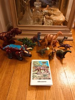 Paleontology Lot (12) Dinosaurs (2) on the left make sounds and move, teaching cards