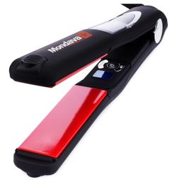 1" Professional Ceramic Tourmaline Hair Straightener Flat Iron and Curler Ionic Dual Voltage Adjustable Digital LED Technology Straighten and Style 