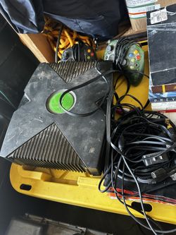 Xbox With Controllers And Cords