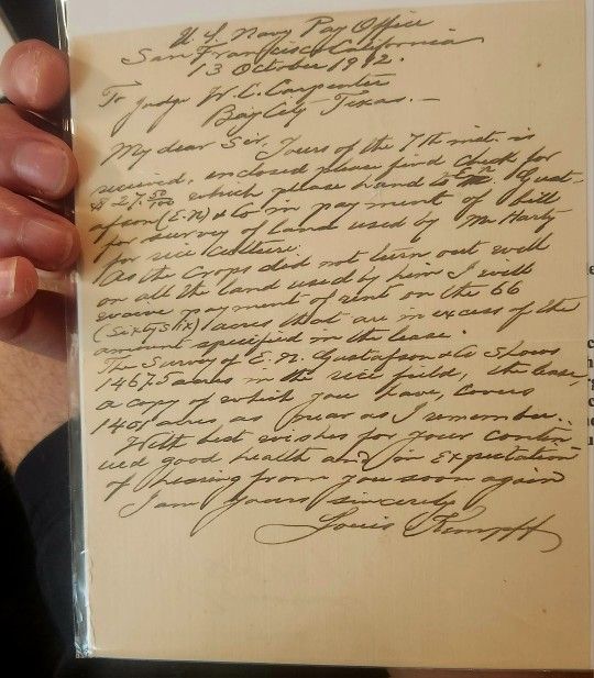 1912 Louis Kempff US Navy Admiral Letter Re: land (See Ad)