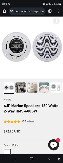  Black 6.5" Marine Speakers 120 Watts 2-Way HMS-6005