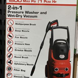 Homelite 2 In 1 Pressure Washer And Wet Dry Vacuum- NEW IN BOX