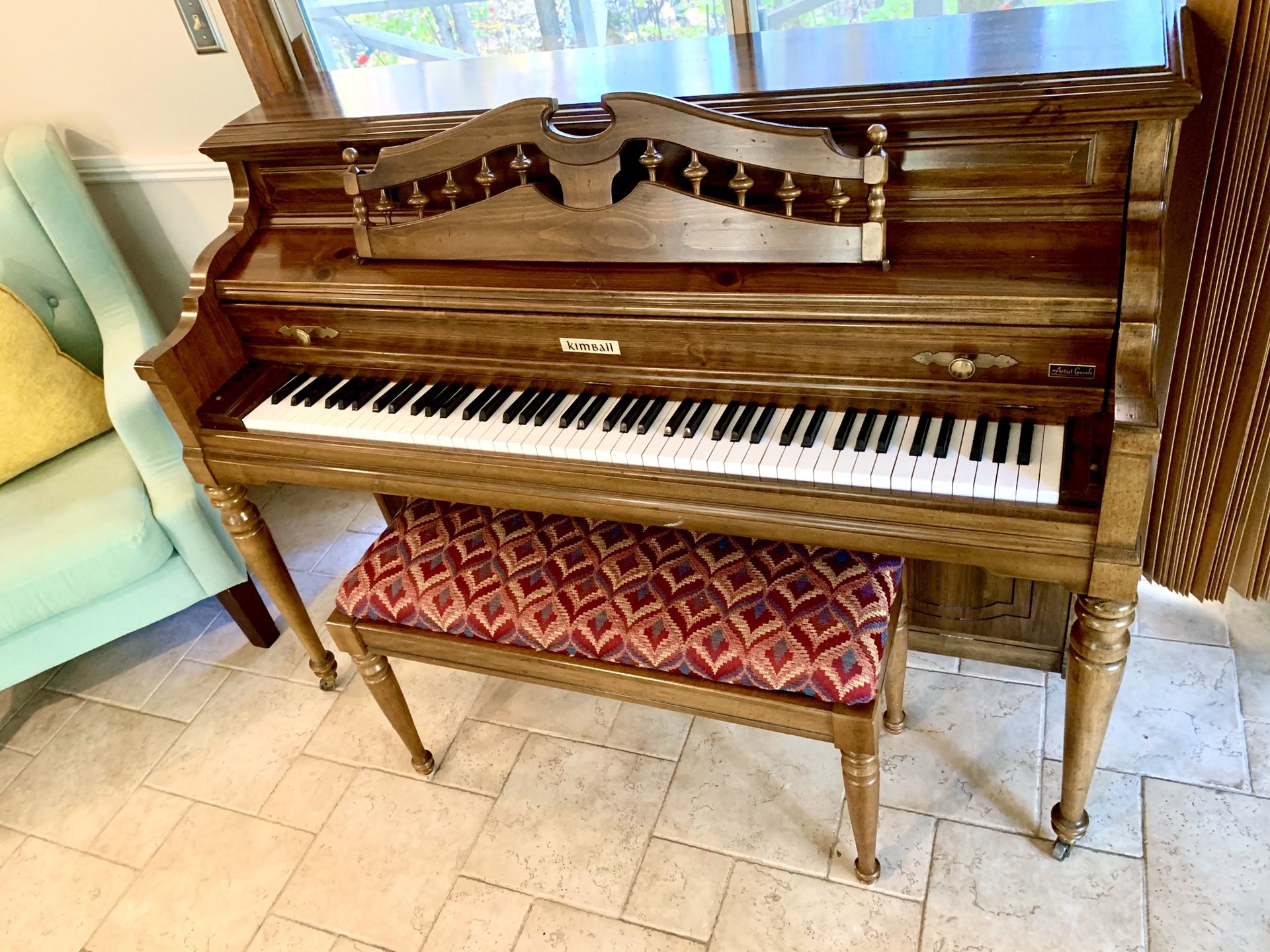 ** Original Kimball Upright Piano & Matching Bench**