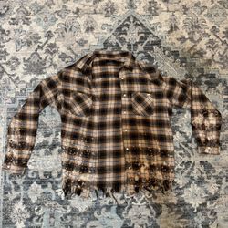 Amiri Bleached Flannel XL Plaid Brown