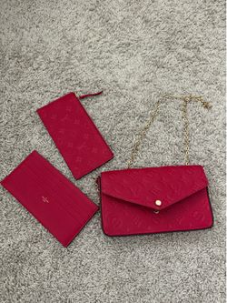 LV Felicie Pochette Monogram Empreinte Red Leather Chain Strap Bag