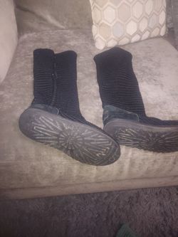 Women's Ugg Australia Black Knit Boots Size 7