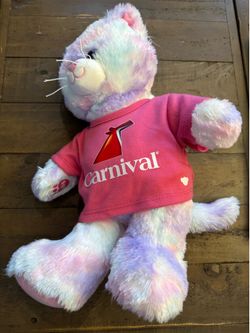 Build-A-Bear Workshop Pastel Tie-Dye Kitty Cat Plush with Carnival Cruise Line T-Shirt