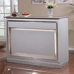 Silver Bar Mirror Accents With Storage Drawers & Cabinets Wine Rack Wineglass Holders LED Lighting Brand New In Box Firm Price $720