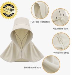 Wide Brim Sun Hats With Neck Flap Shawl