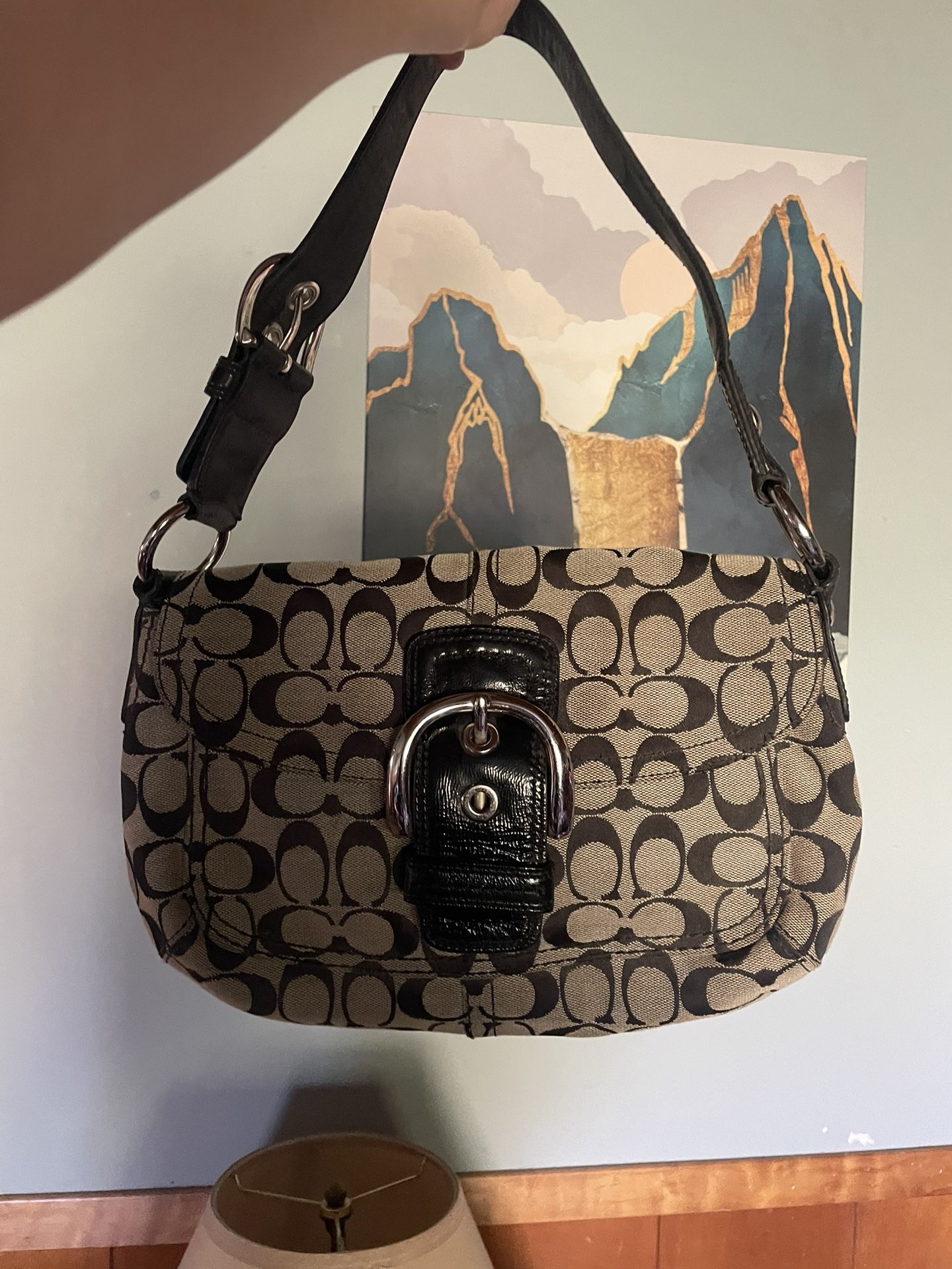 Authentic Vintage Coach Soho Signature Jacquard Flap Hobo Shoulder Bag