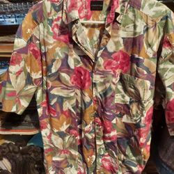 Vintage 1990s Structure Floral Button Up Shirt