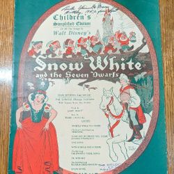 1938 Snow White Christmas Music &  song book