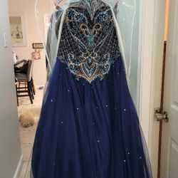 Quinceañera Dress Navy Blue/gold