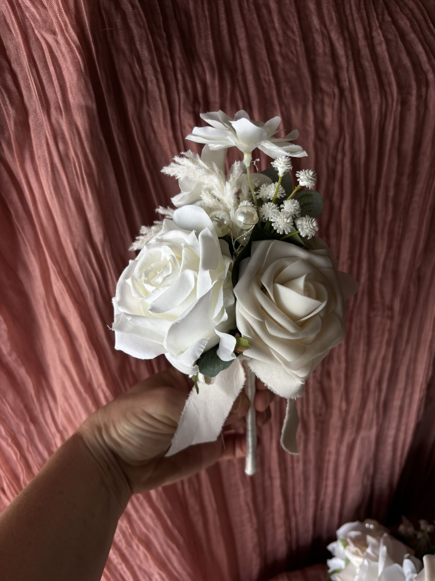 White Faux Bridal Bouquet For Wedding 