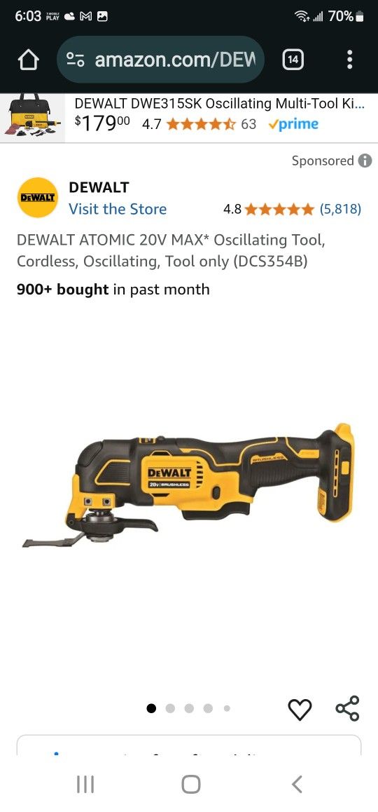 Dewalt 20v Max Atomic Multi-tool $69 Firm Price