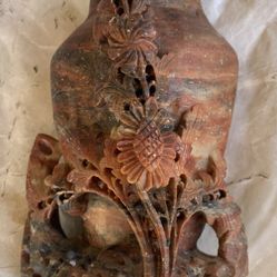 Antique Chinese Soapstone Carved Vase Likely From The Early 1900s