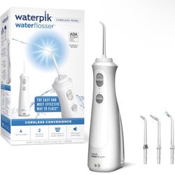 Waterpik Cordless Pearl Rechargeable Portable Water Flosser for Teeth, Gums, Braces Care and Travel with 4 Flossing Tips