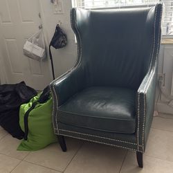 Leather chair teal color