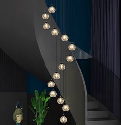 Modern Crystal Chandelier – 14 Lights – Black Finish – High Ceiling Staircase/Foyer –  New