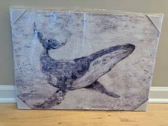 NEW 20x28 Canvas Wall Art 3D Tectured Whale Painting
