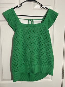 Green Crochet Knit Top