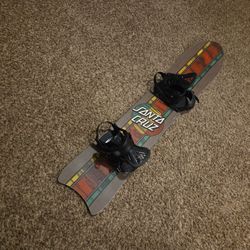 Santa Cruz 154 cm Snowboard And Bindings Powderboard
