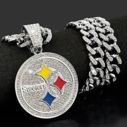 Pittsburgh Steelers Silver Colored Bling Necklace 