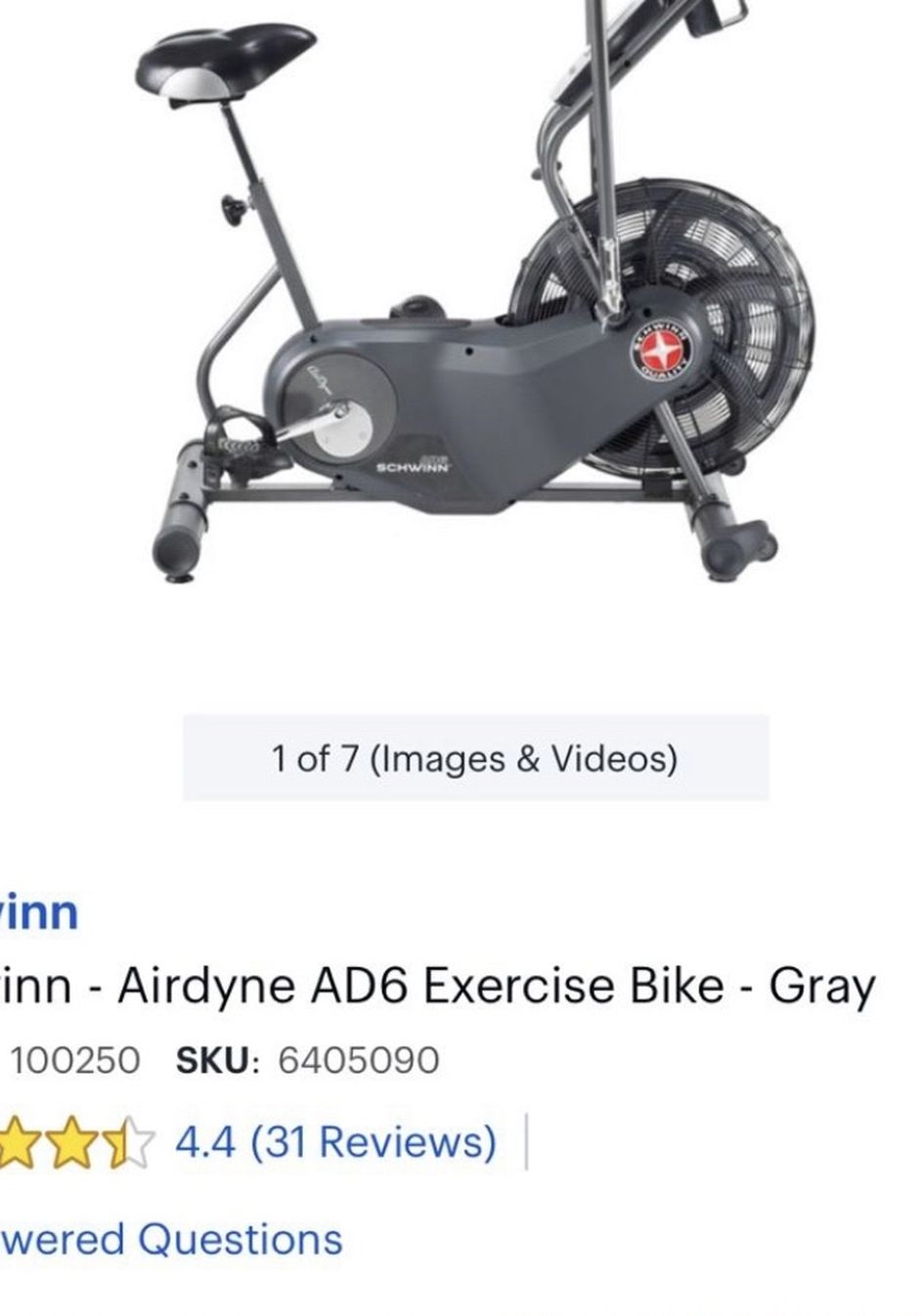 New in box, Schwinn - Airdyne AD6 Exercise Bike - Gray