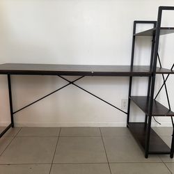 Computer desk with 4 tier shelves