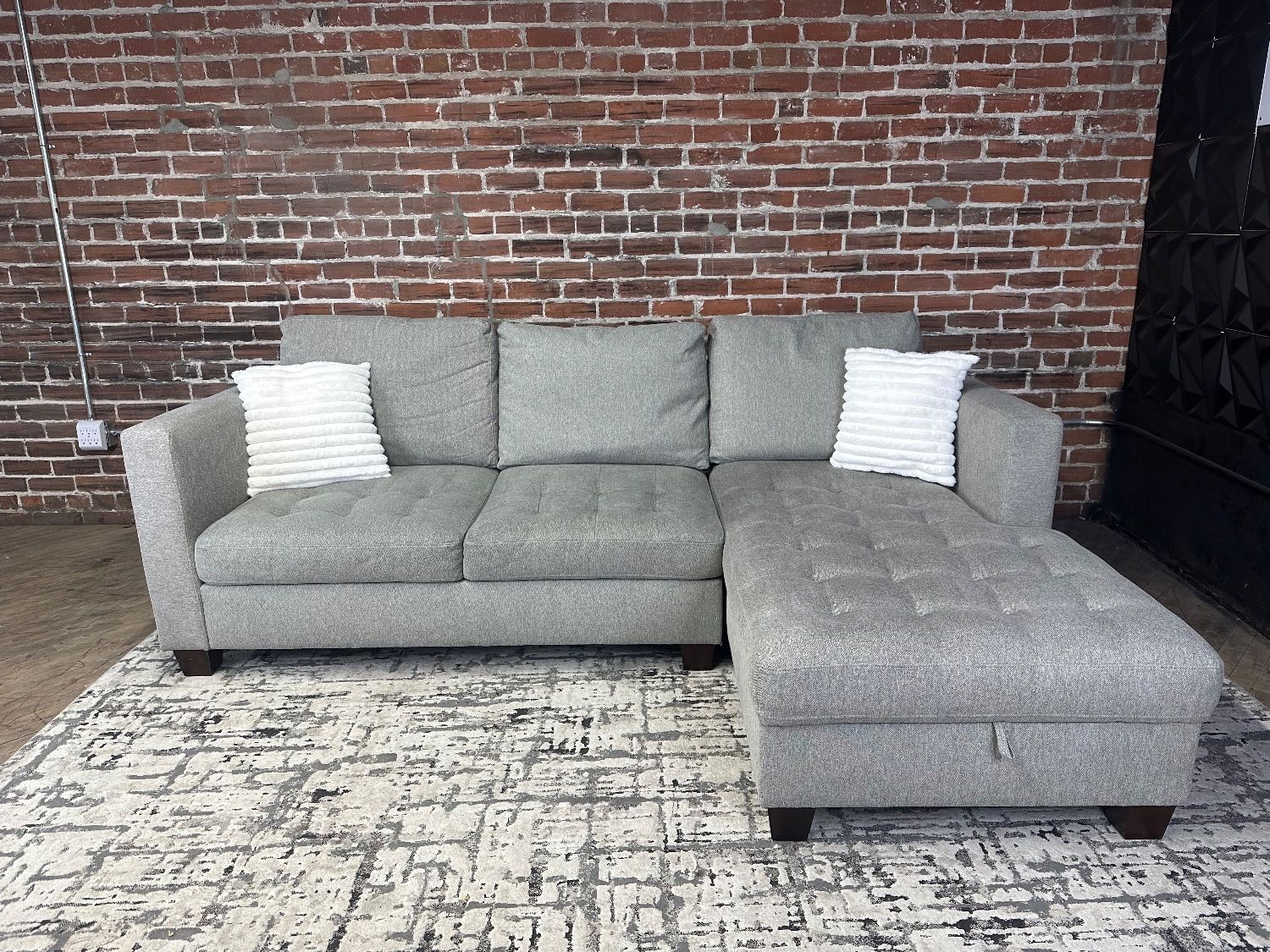 Free Delivery- gray 2pc sectional sofa couch W storage chaise