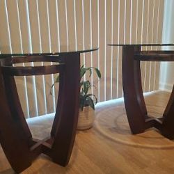 Glass & Wood End Tables 