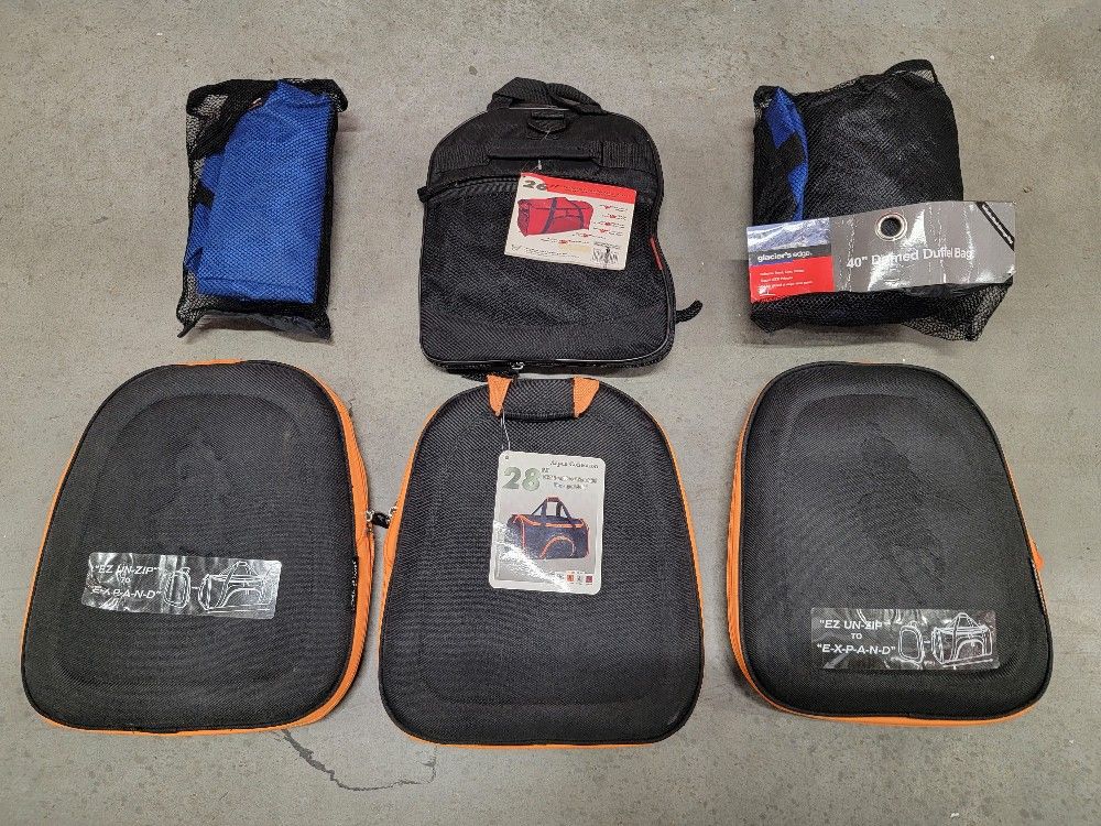 Mixed Lot Of (6) Expandable Compactable Sport Duffel Bags