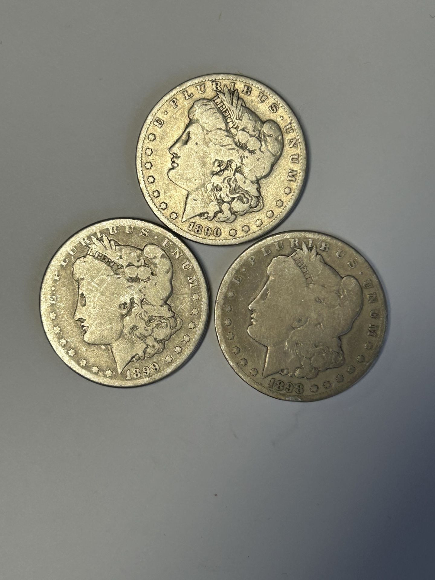 3 Morgan Silver Dollars…..Circulated……$90