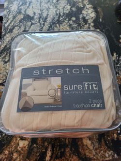 Cream, Velour, stretch, pinstriped T cushion cover