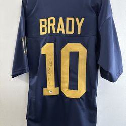 TOM BRADY SIGNED MICHIGAN WOLVERINES CUSTOM AUTOGRAPHED JERSEY W/COA - XL - 564