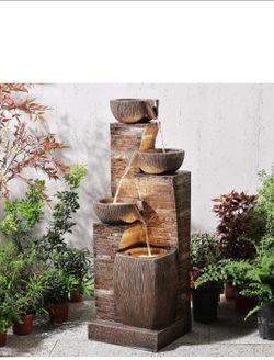 38.2" Tall Water Fountain Outdoor Garden Modern Fountains