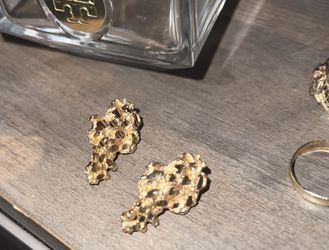 14k Gold Large Nugget Earrings  (Unisex)