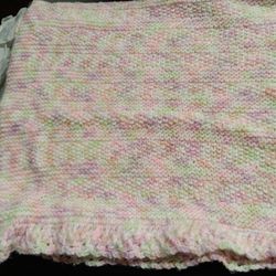 Pink Hand Knit Baby Blanket 