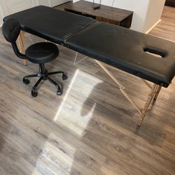 *BEST OFFER* Adjustable Wooden Massage Table / Tattoo Bed – Tan & Black (Good Used)