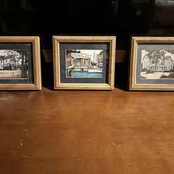 Set of 3 Framed Vintage Americana Wall Art Prints