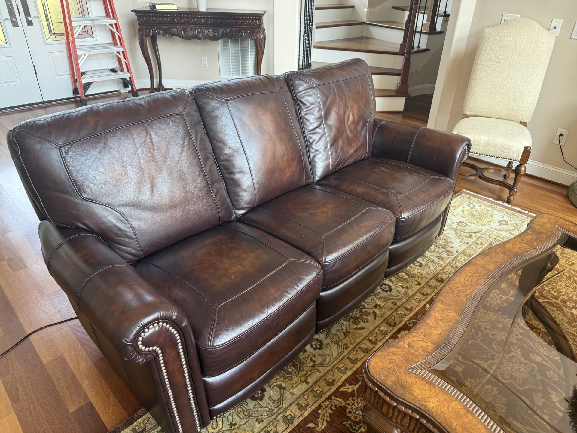 Leather Couch, Loveseat, And Arm Chair.