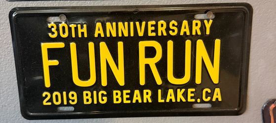 30th Anniversary Fun Run 2019 Big Bear Lake CA Novelty License Plate