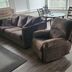 Brown Couch And Recliner From American Furniture Warehouse