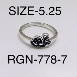 Silver Flower & Bird Ring For Women: RGN-778-7/Size-5.25