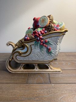 Ceramic Christmas Sleigh Decorative Figurine