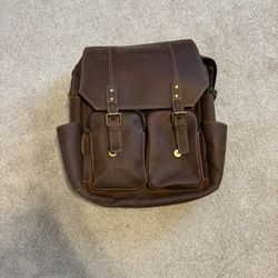 Leather Backpack Bag Brown