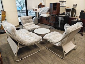 Outdoor Furniture Set, 4-Piece Conversation Set with Removable Thick Olefin Cushion, Deluxe Enlarged Seat, Coffee Table