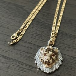 Gold Filled Lion Pendant 20 Inch Mariner Necklace 